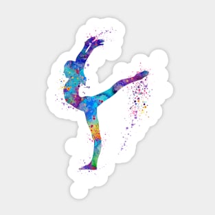 Girl Gymnastics Watercolor Silhouette Sticker